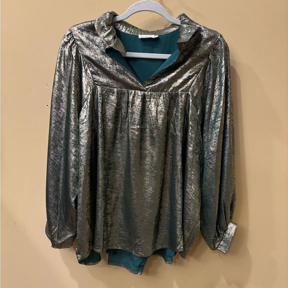 Shimmering Silver Blouse for Women - Picture 2 of 6